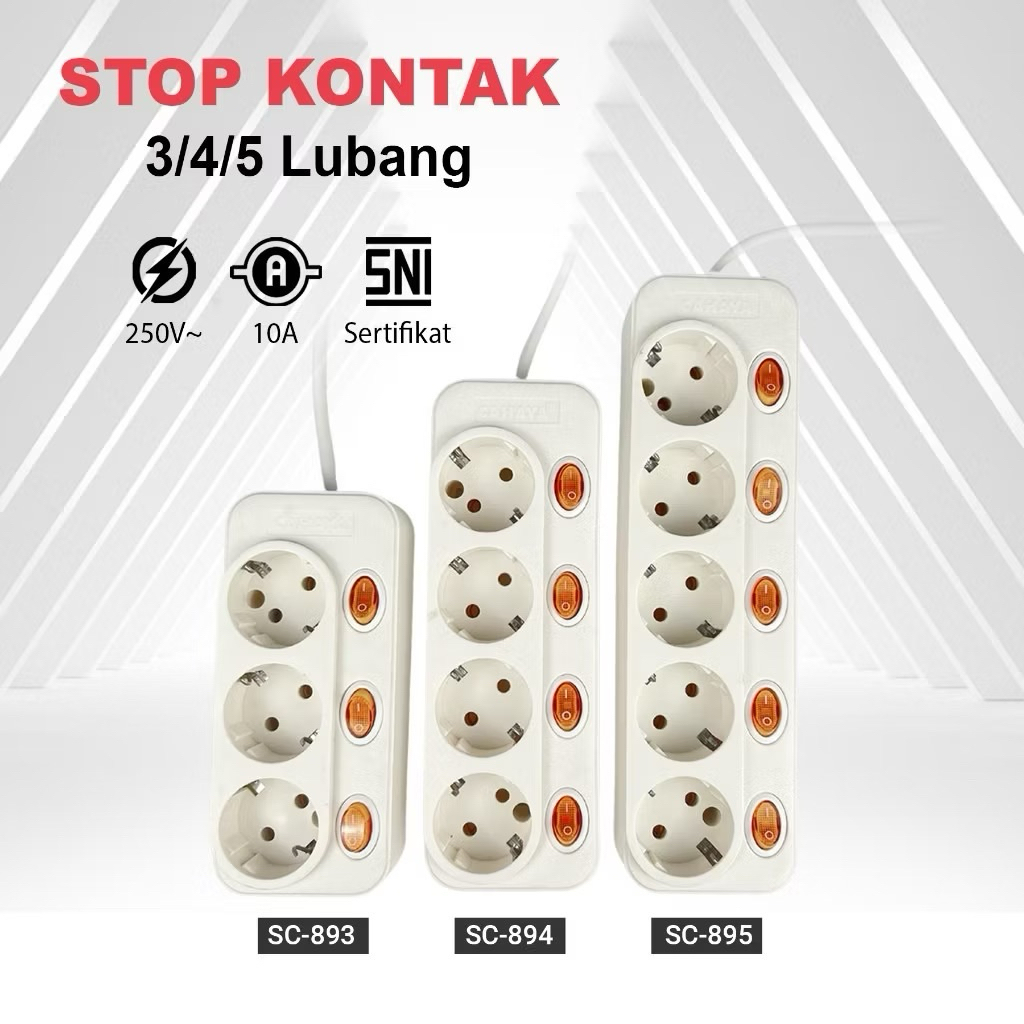 Jual Stop Kontak Kabel Saklar On Off 3/4/5 Lubang & 1.5/3/5/10Meter ...