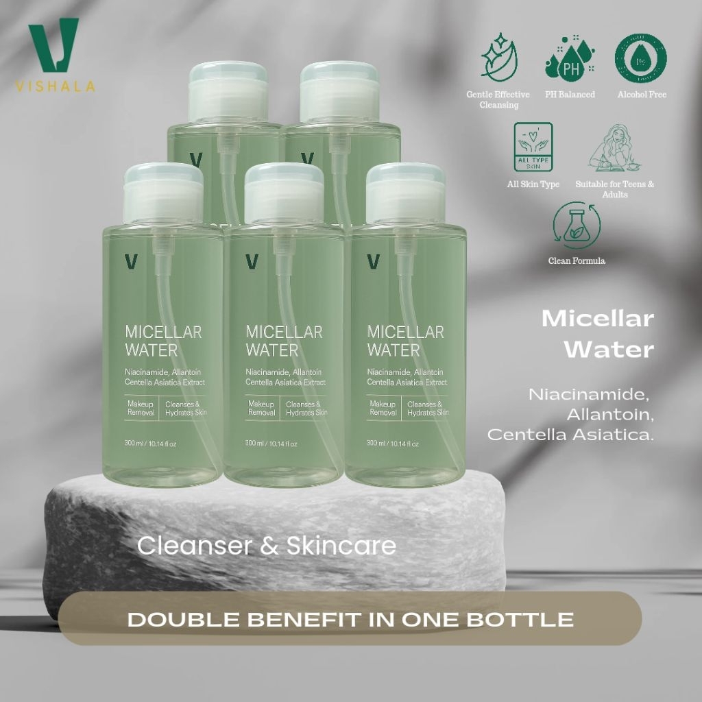 Jual Vishala Micellar Water for Cleanser & Skincare 300ml (Bundling for ...