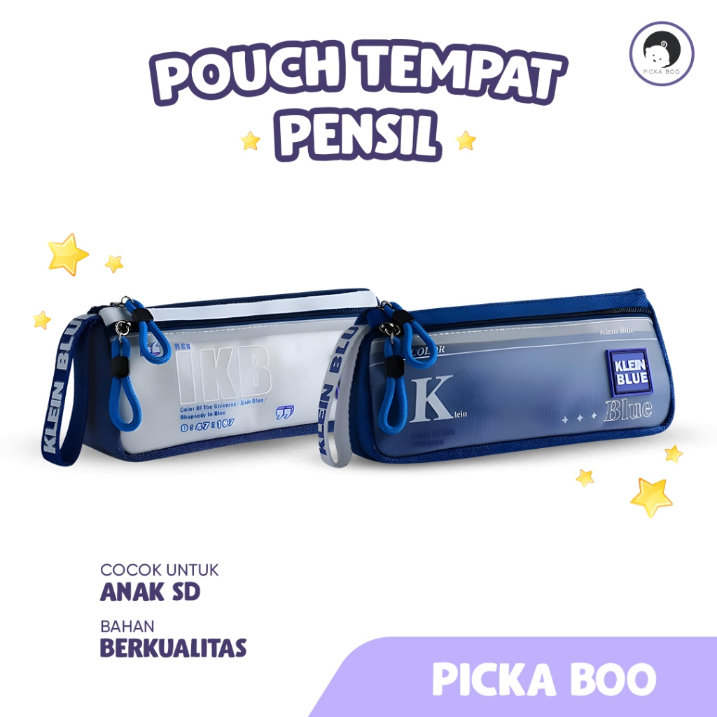 Jual PICKA BOO Pouch Tempat Pensil BLUE Anak SD SMP Double Resleting ...