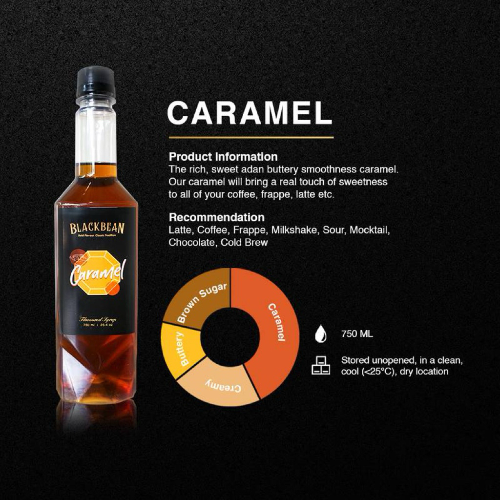 Jual Blackbean Syrup Caramel - Sirup Rasa Karamel 750ml | Shopee Indonesia