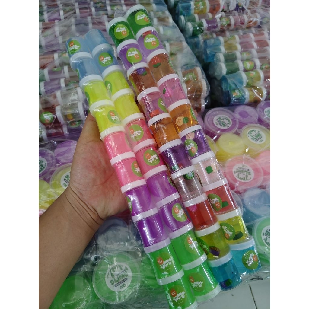 Jual slime kecil jelly clear isi 20 / slem original 10 warna / slime ...