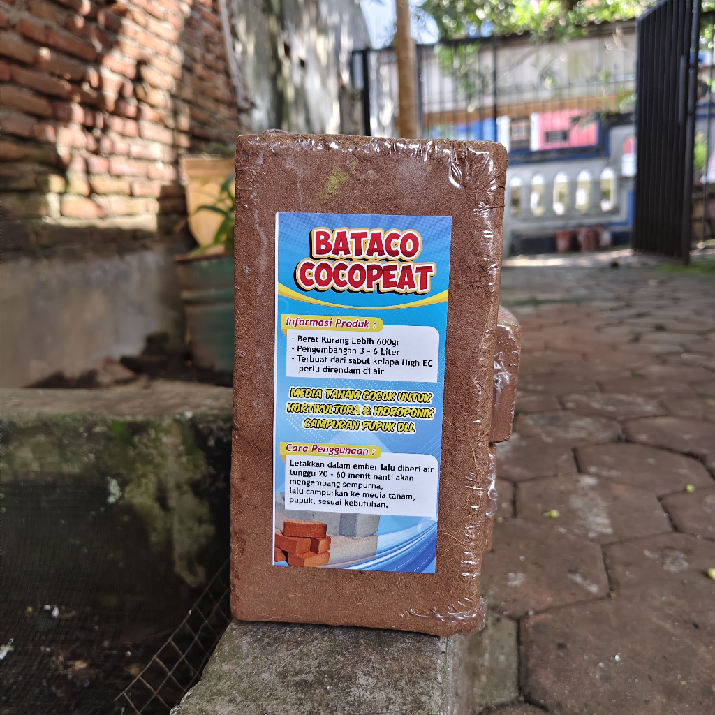 Bataco Cocopeat Block 600 gr - Media Tanam Organik Premium, Daya Serap Air Tinggi