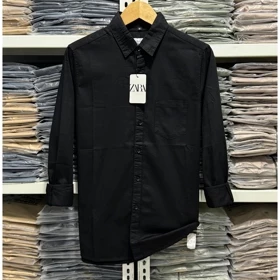 Kemeja Kerah ZARA Premium Kemeja Polos Lengan Panjang Slim Fit Kemeja Kasual Katun Twill 40s