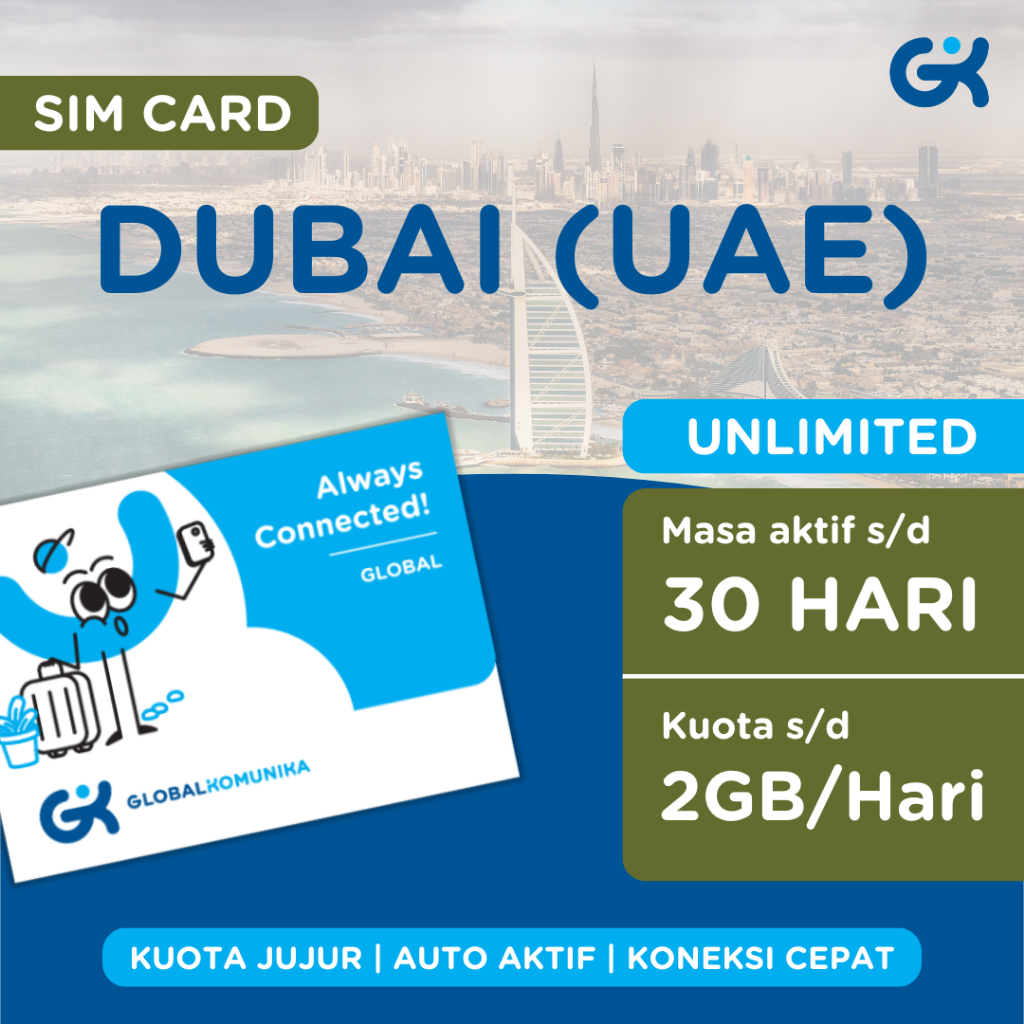 Jual Global Komunika Sim Card Dubai Uni Emirat Arab Unlimited | Shopee ...