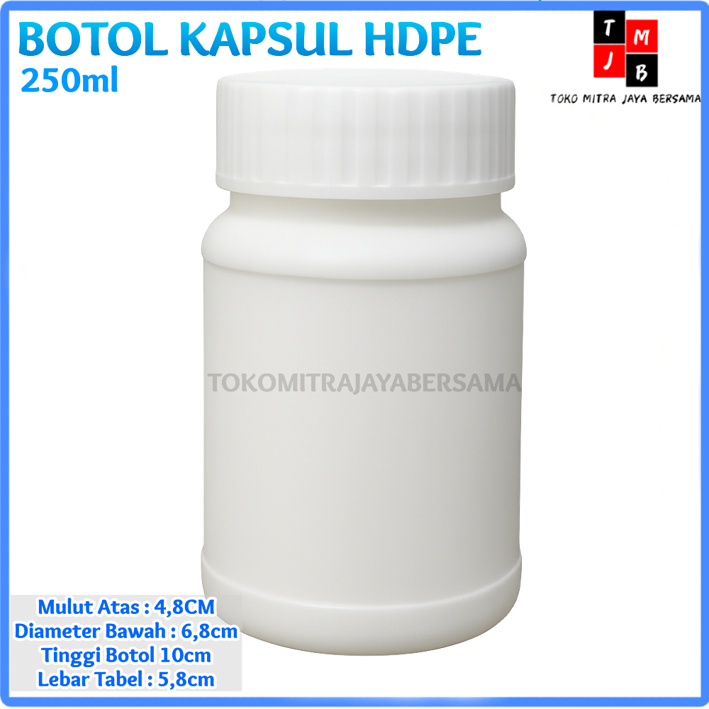 Jual BOTOL HDPE KAPSUL 200 / BOTOL KAPSUL / BOTOL OBAT - PUTIH - 250 ML ...