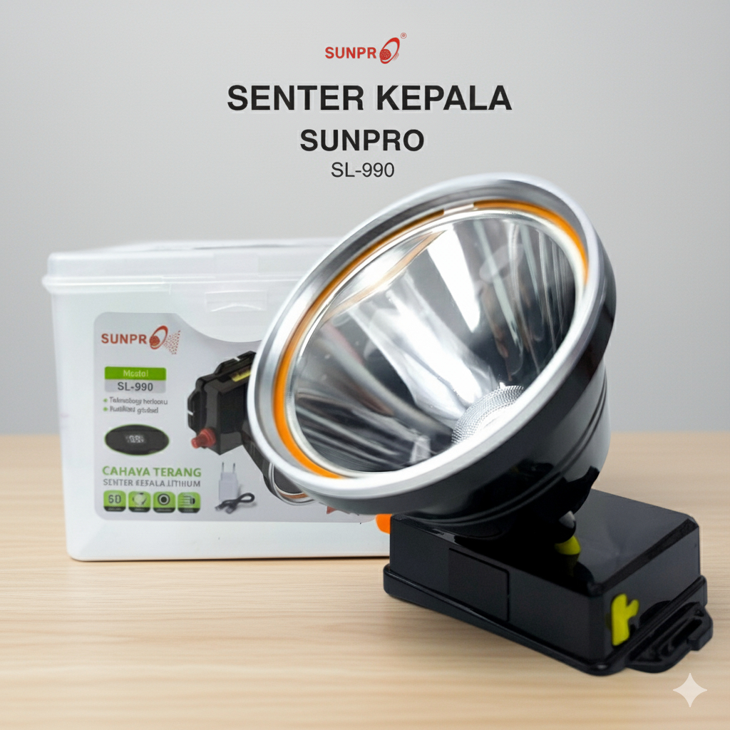 Jual Sunpro SL-990 LED 150W Senter Kepala Tahan Lama || Sunpro SL-990 ...