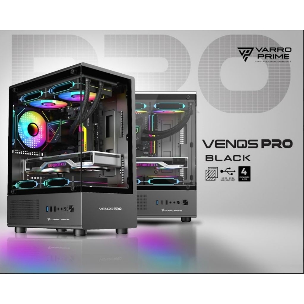 Jual Casing Varro VENQS Pro Black ( Include 3 Fan ARGB ) | Shopee Indonesia