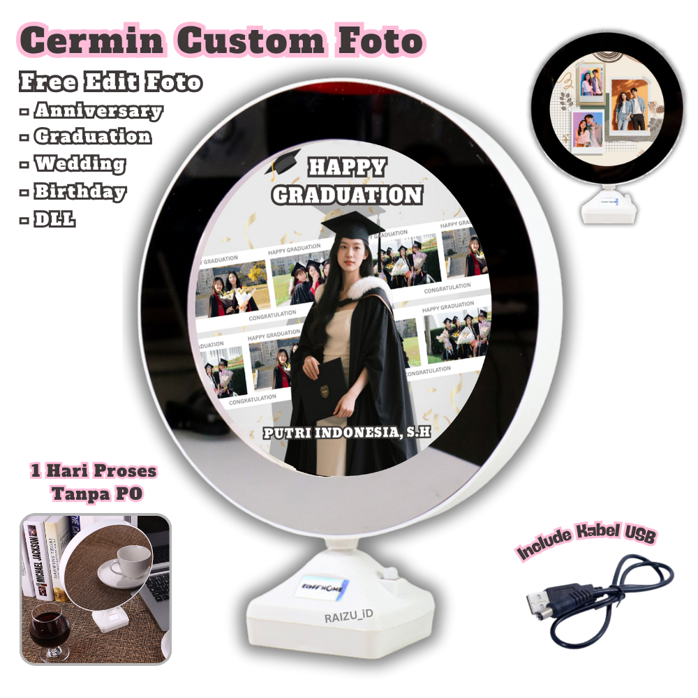 Jual TaffHOME Cermin Ajaib Dengan Frame Foto Diameter 20cm Bisa Costom Foto | Shopee Indonesia