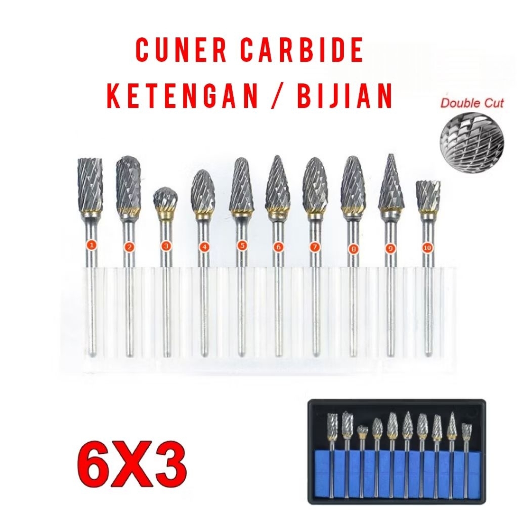 Jual Cuner Tuner Carbide 6×3mm Alur Silang Mata Porting Rotary Burs ...