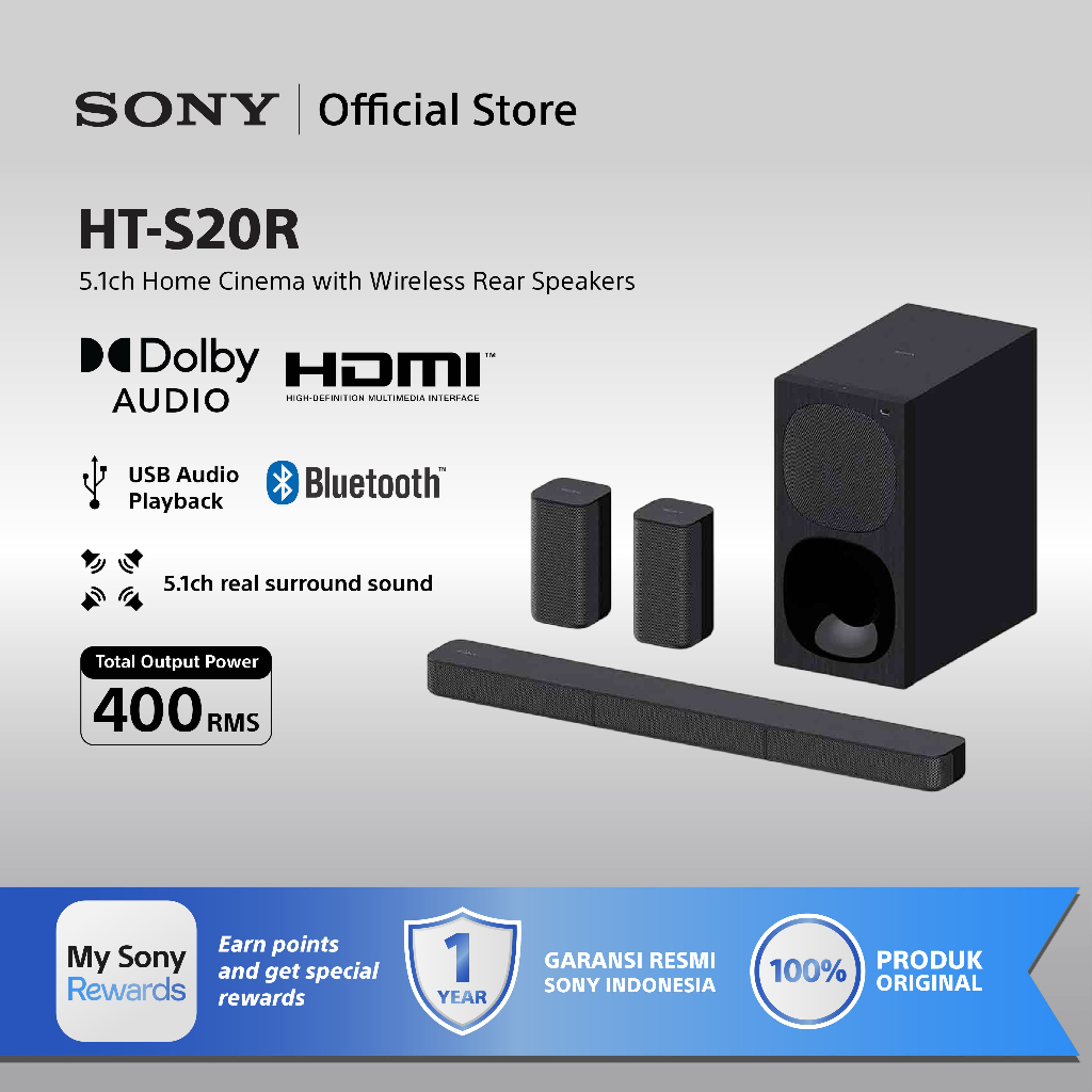 Sony Home Theater Hometheater HT-S20R Soundbar Home Cinema Soundbar  System Black Original