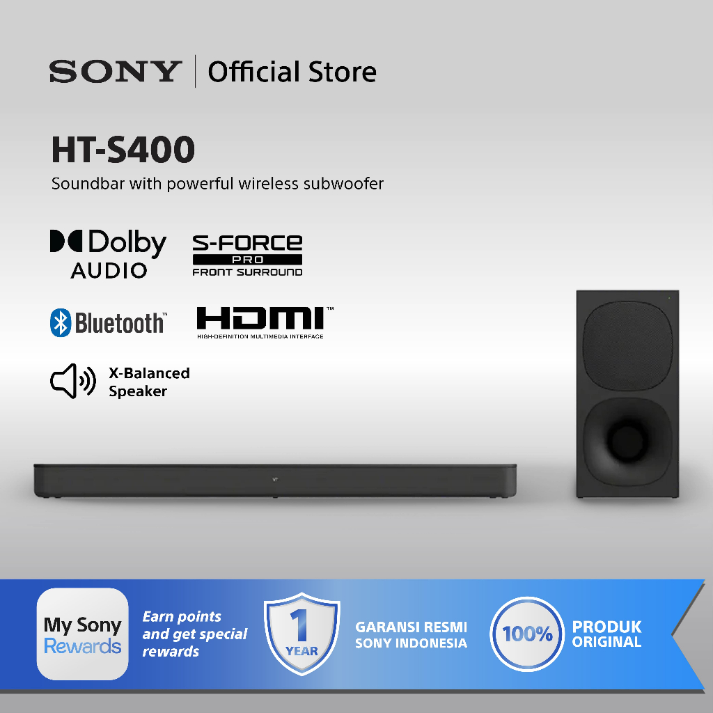 Sony Home Theater Hometheater HT-S400 Soundbar with Powerful Wireless  Subwoofer Black