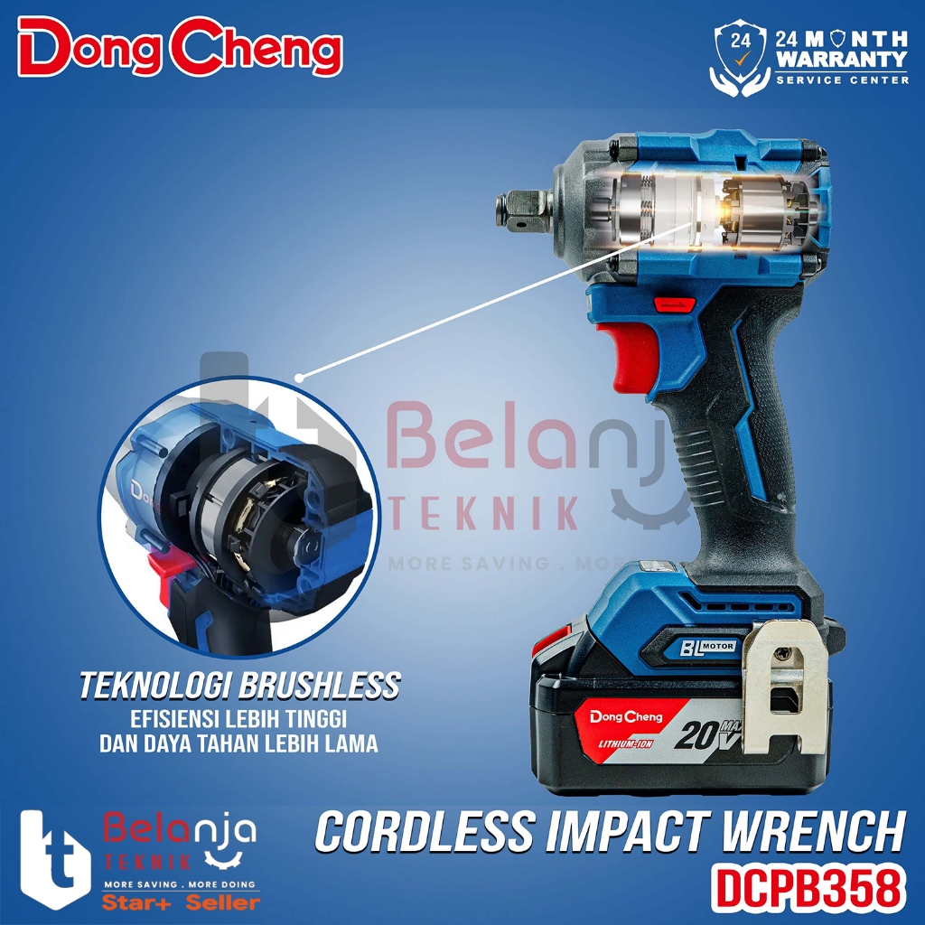 Jual Impact Wrench Baterai Dongcheng DCPB358 EM 20V Pembuka Baut ...