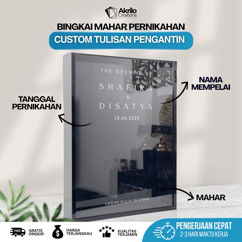 Jual Kotak Mahar Akrilik | Frame Bingkai Pernikahan | Box Hitam Elegan ...