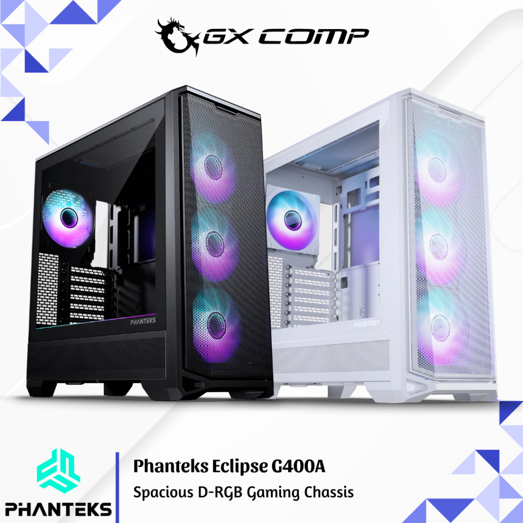 Jual Phanteks Eclipse G400A Black & White + 4x DRGB Fans E-ATX CPU Case ...