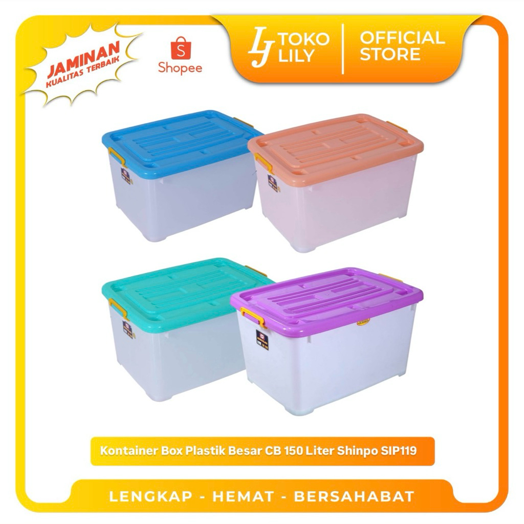 Jual Kontainer Box Plastik Jumbo Beroda CB 150 Liter Shinpo SIP119 ...