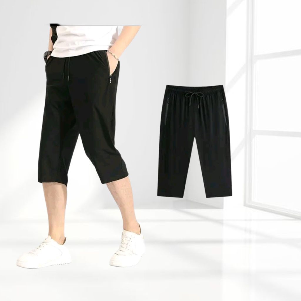 Celana running pria celana 7/8 olahraga gym fitness secuba elastis adem tebal