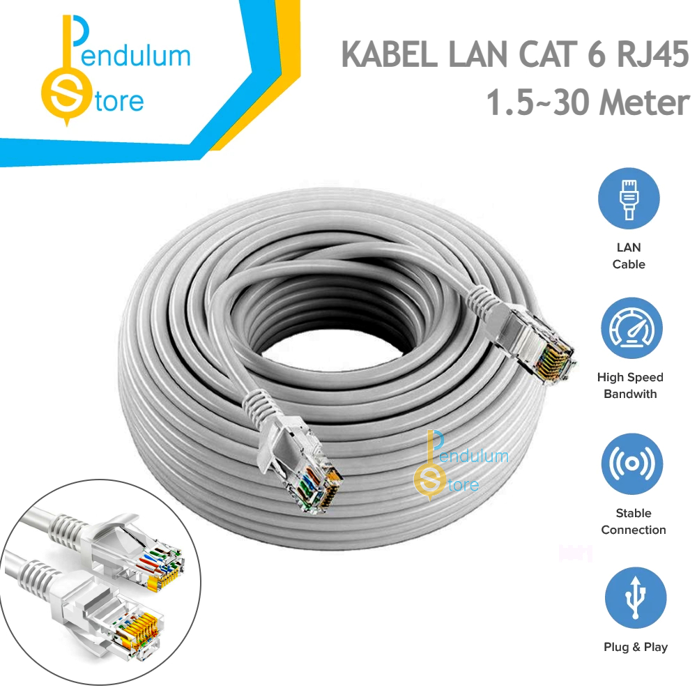 Jual Kabel LAN 1.5m 3m 5m 10m 15m 20m 25m 30m RJ45 Ethernet Network ...