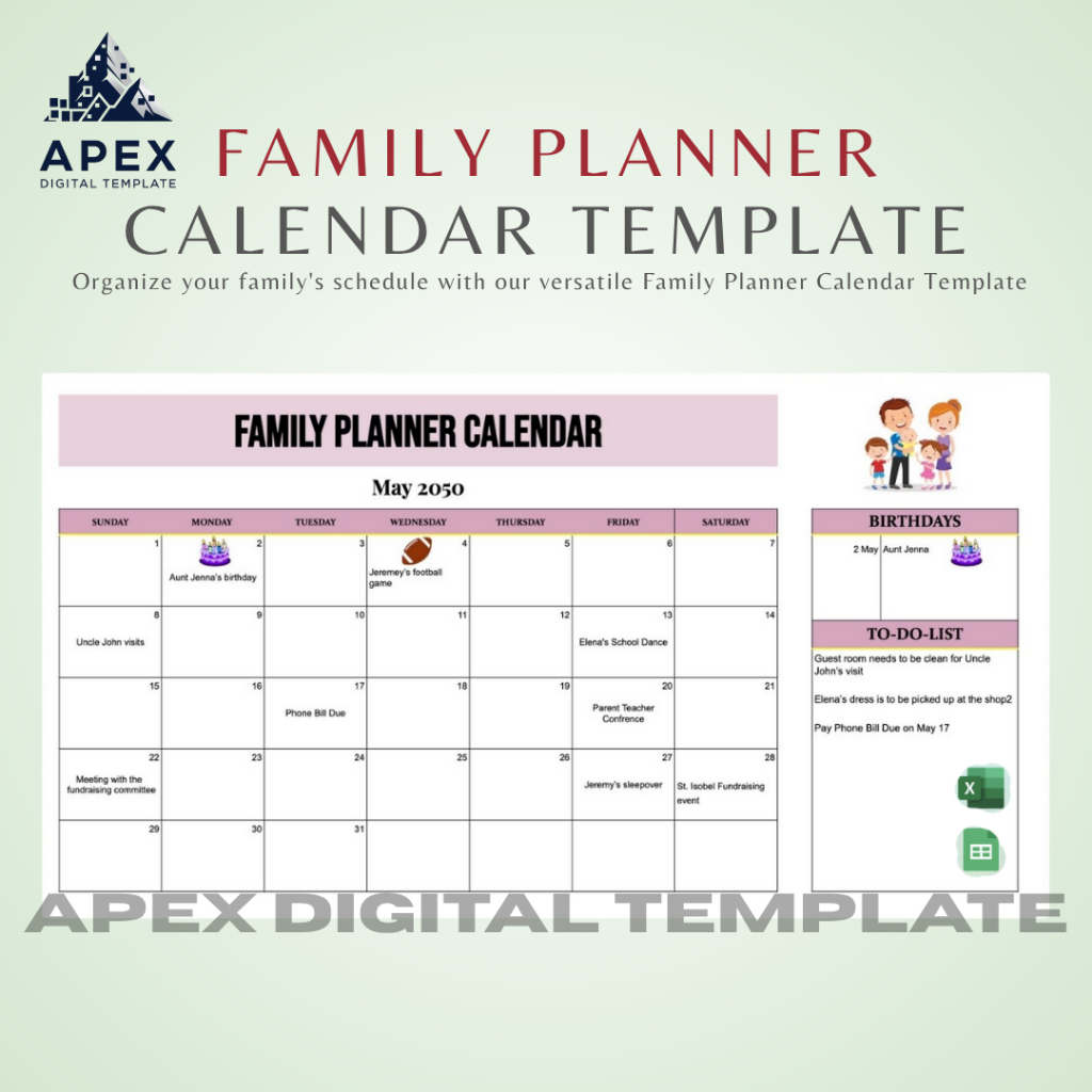 Jual Template Kalender Perencana Keluarga | Jadwal Aktivitas ...