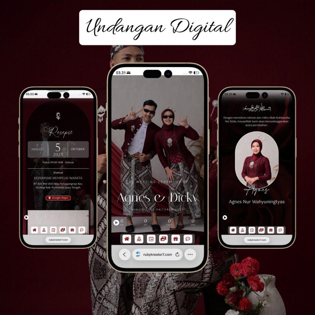Undangan Digital Website Pernikahan, Undangan Online, Undangan Link, Undangan Digital Link Foto Premium