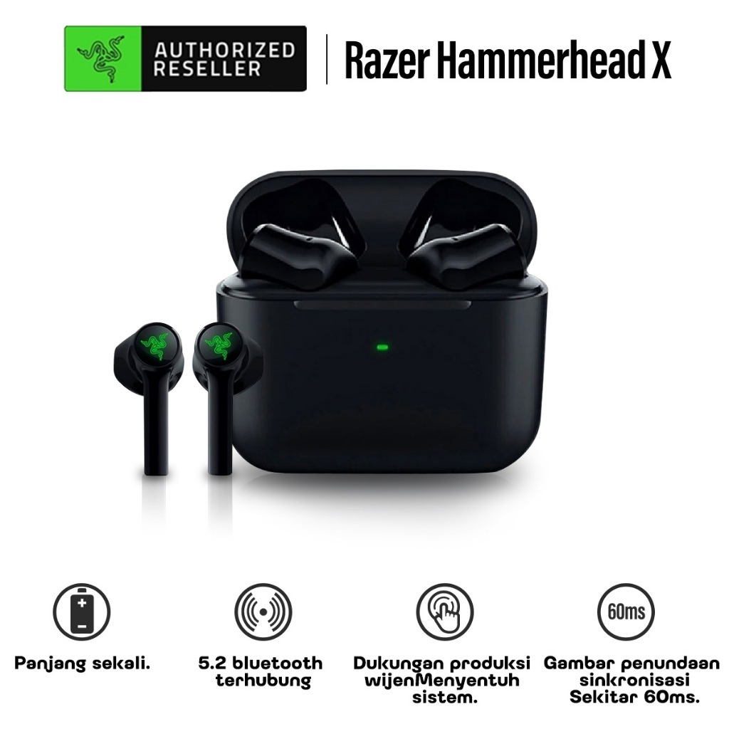TWS Razer Hammerhead PRO X Ori Earphone Bluetooth TWS Gaming True  Wireless Stereo Low latency