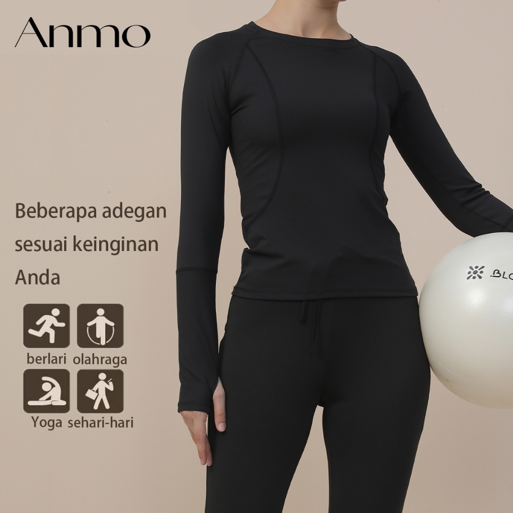 ANMO-Pakaian Olahraga Yoga Wanita Lengan Panjang Atasan…