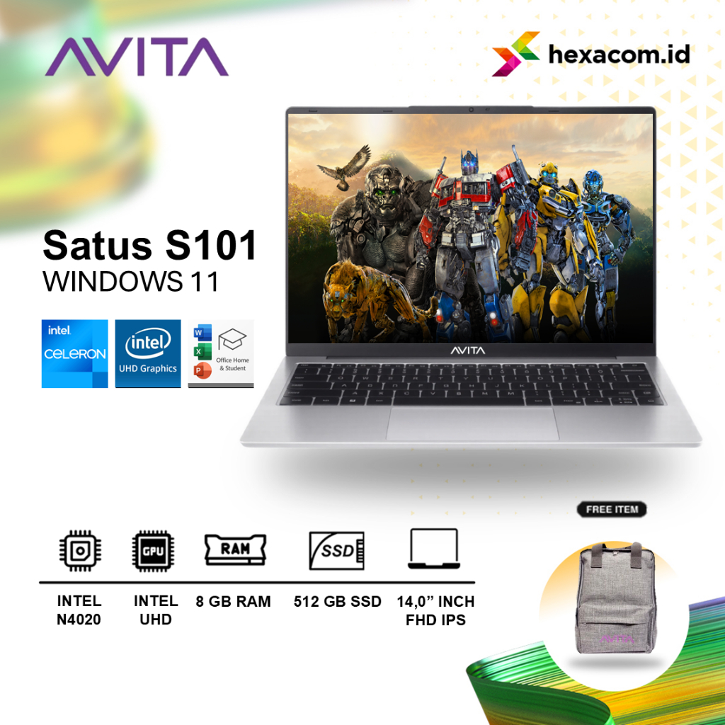 Laptop AVITA Satus S101 N4020 8GB 512GB SSD 14 inch FHD IPS Windows 11