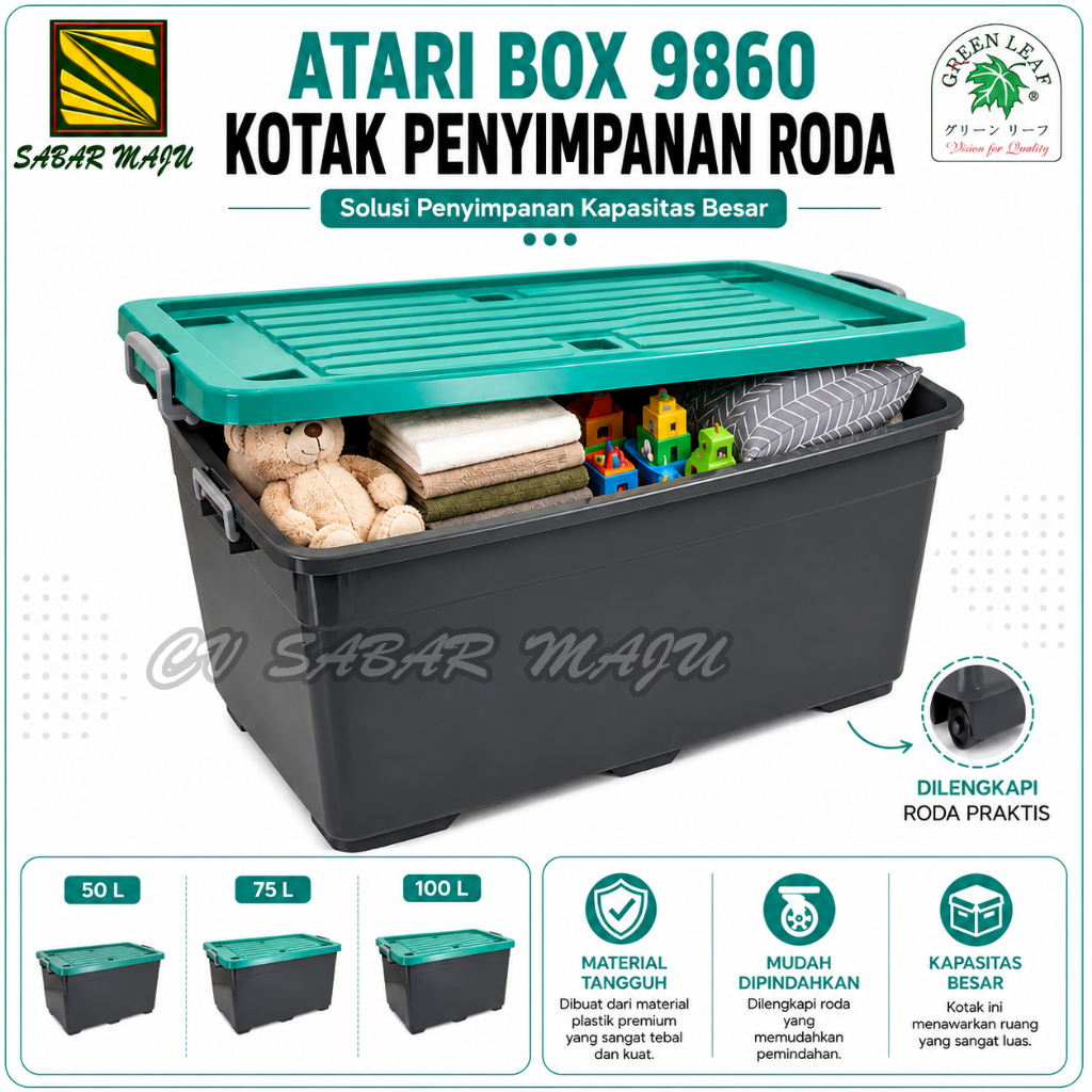 Jual Greenleaf Kotak Penyimpanan Atari Box Container Roda 9860 50L ...