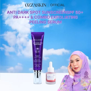 Ozzaskin Anti Dark Spot Brightening Treatment by Oki Setiana Dewi (Exfoliating Peeling Serum & Sunscreen SPF50+ PA++++) Membantu Eksfoliasi Kulit, Menyamarkan Noda Hitam, Mencerahkan, Menghaluskan & Melindungi dari Sinar UVA UVB