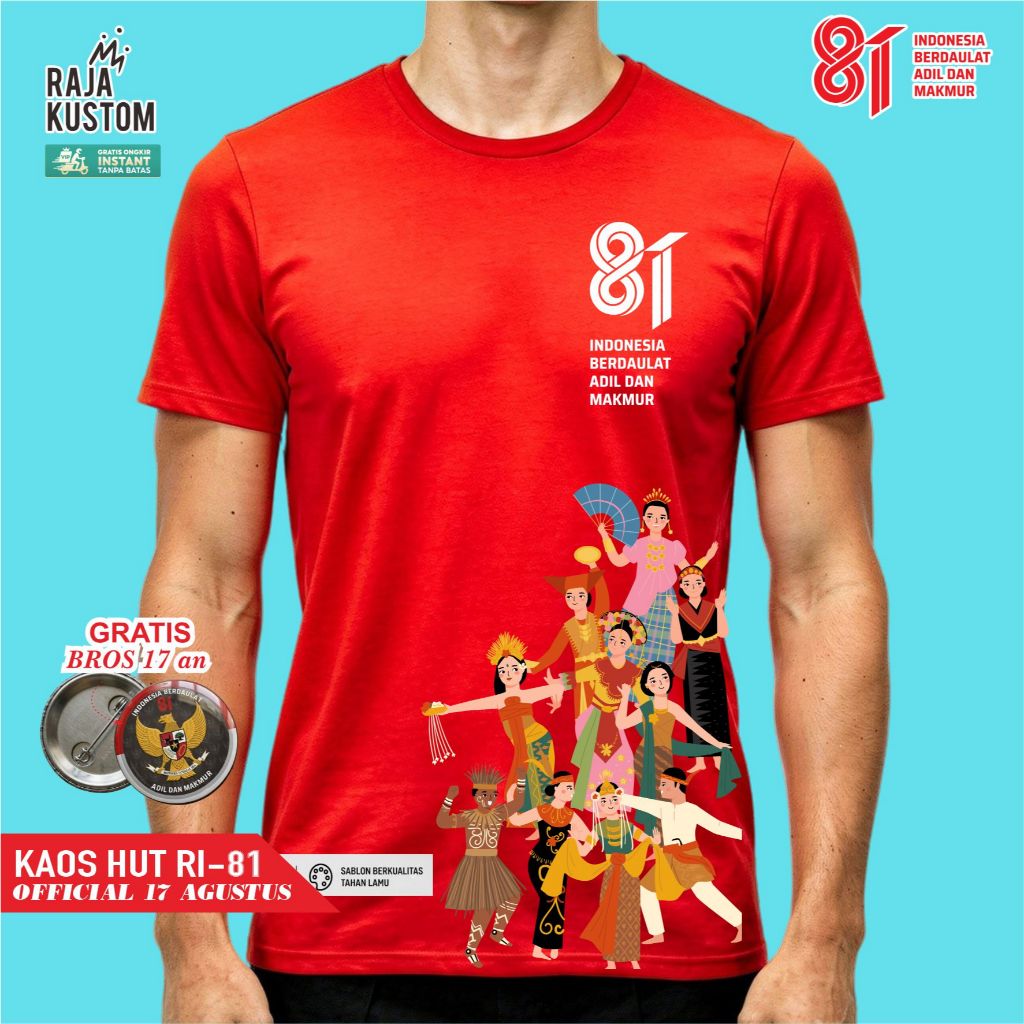 Baju Kaos Official 17 Agustus 2026 Panitia HUT RI Merah Putih Hari Kemerdekaan Dirgahayu Indonesia Ke - 81 Kaos Panitia Lomba Lengan Pendek Wanita & Pria Bisa Dipakai