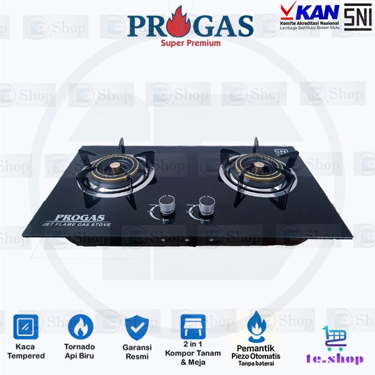 Kompor Gas 2 Tungku Tanam Kaca Progas Kompor Tanam Kaca Garansi 1 Tahun