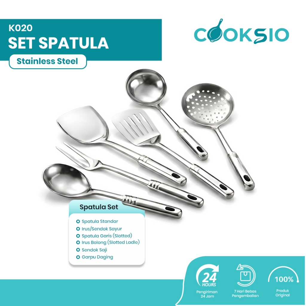 Cooksio - Spatula Stainless Set 6 Pcs Peralatan Masak Gantung K020