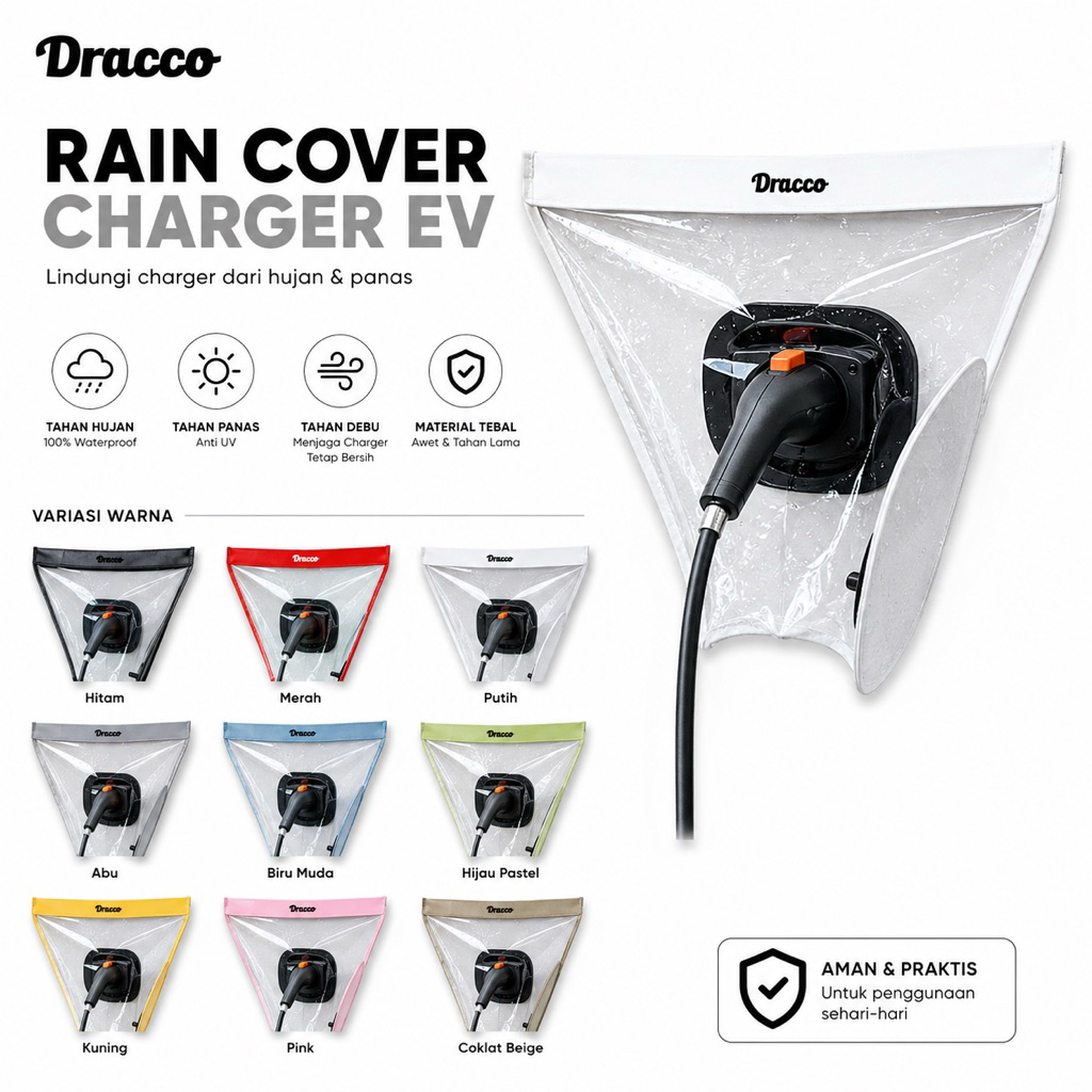 Cover Charger Mobil Listrik EV Anti Hujan Waterproof Universal DRACCO Mobil BYD Wuling Chery dll