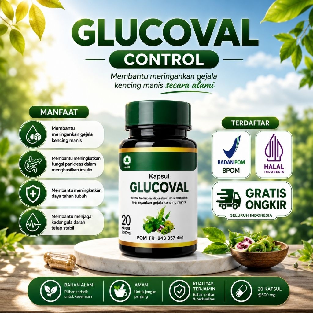 Glucoval Labu Cina Untuk Diabetes Diabet Control Original 100% Diabetaplus bpom Cod Halal 20 Kapsul