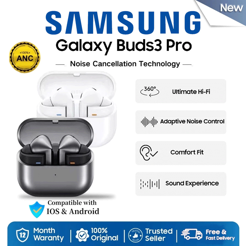 [GRADE ORI] New TWS Galaxy Buds 3 Pro ANC Wireless Bluetooth Earphone Headset Super Clone 1 : 1 TWS Telinga Nirkabel 360 Audio Earbuds Kompatibel Android & IOS Tahan Air Untuk Semua Jender Hi-Fi Sound Original Memberikan