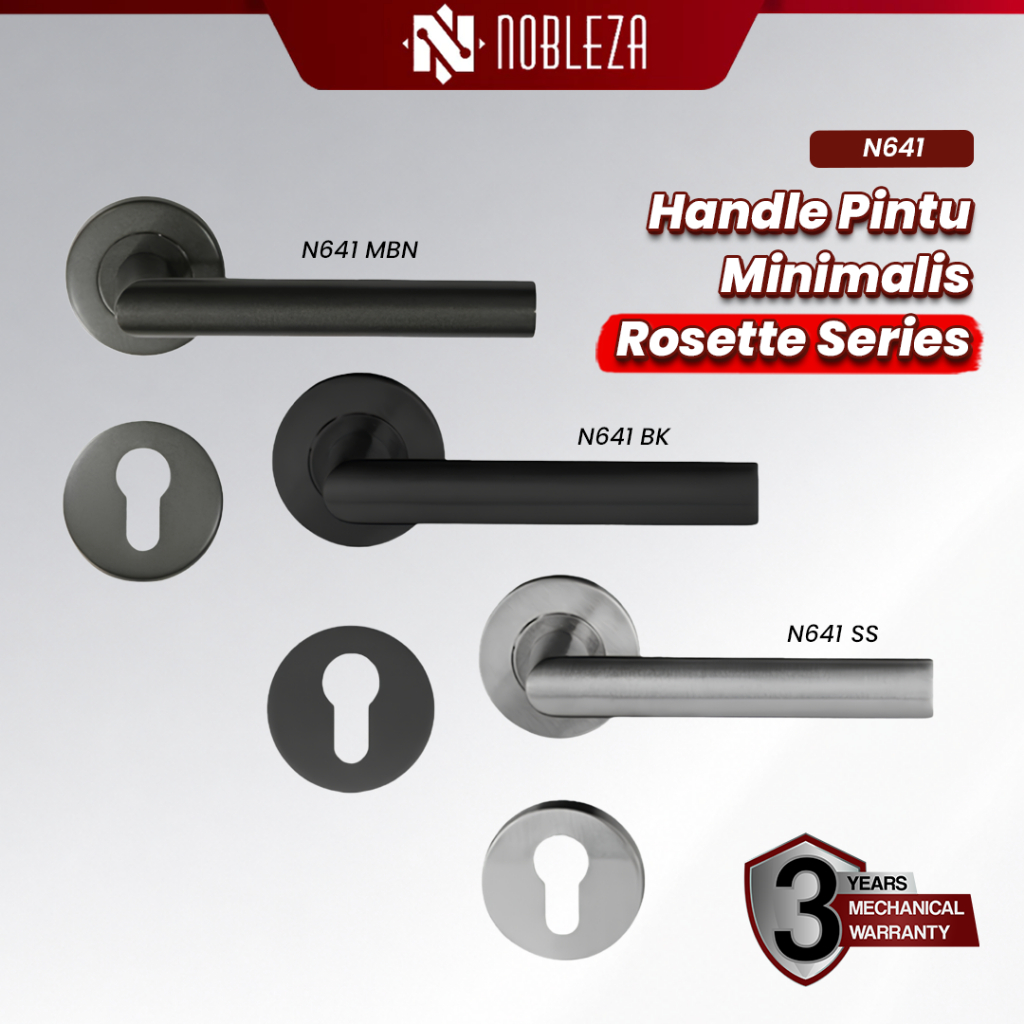 NOBLEZA Rosette Kunci Pisah Handle Gagang Pintu Stainless Matte Black Nikel N641