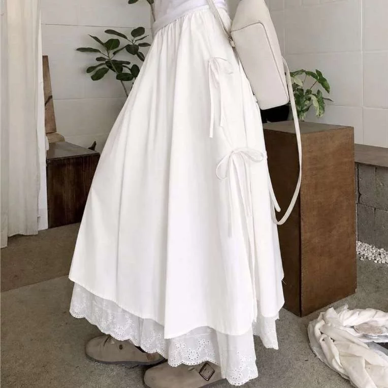 Rok Maxi Wanita Premium Kombinasi Renda Brokat | High Waist A-Line Rok Panjang Kekinian Hijab Friendly 2026 - foto 1