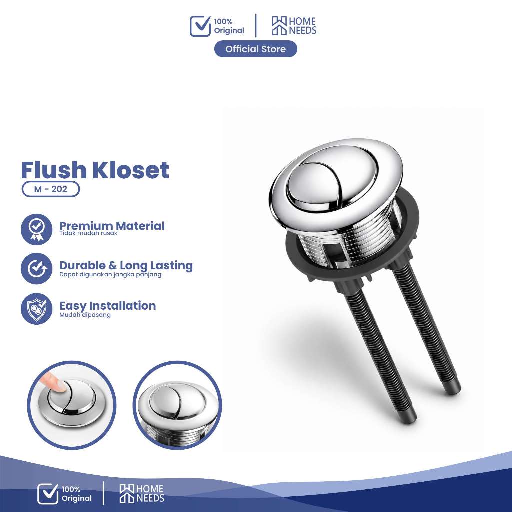 Homeneeds Tombol Pencetan Kloset Toilet Dual Flush Tombol Kloset Duduk 2 Tongkat M-202