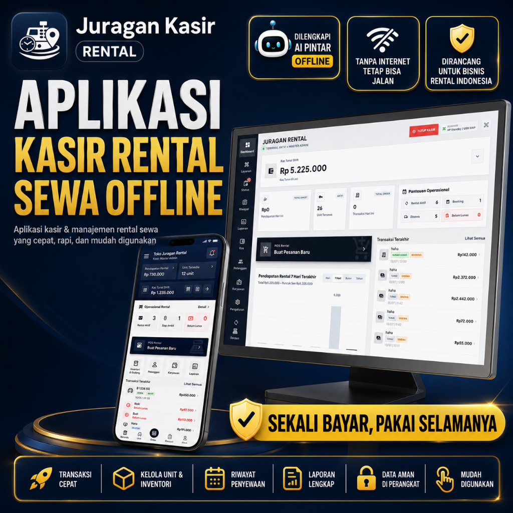 Jual Aplikasi Kasir Rental Sewa Offline Android PC Windows POS Cetak ...