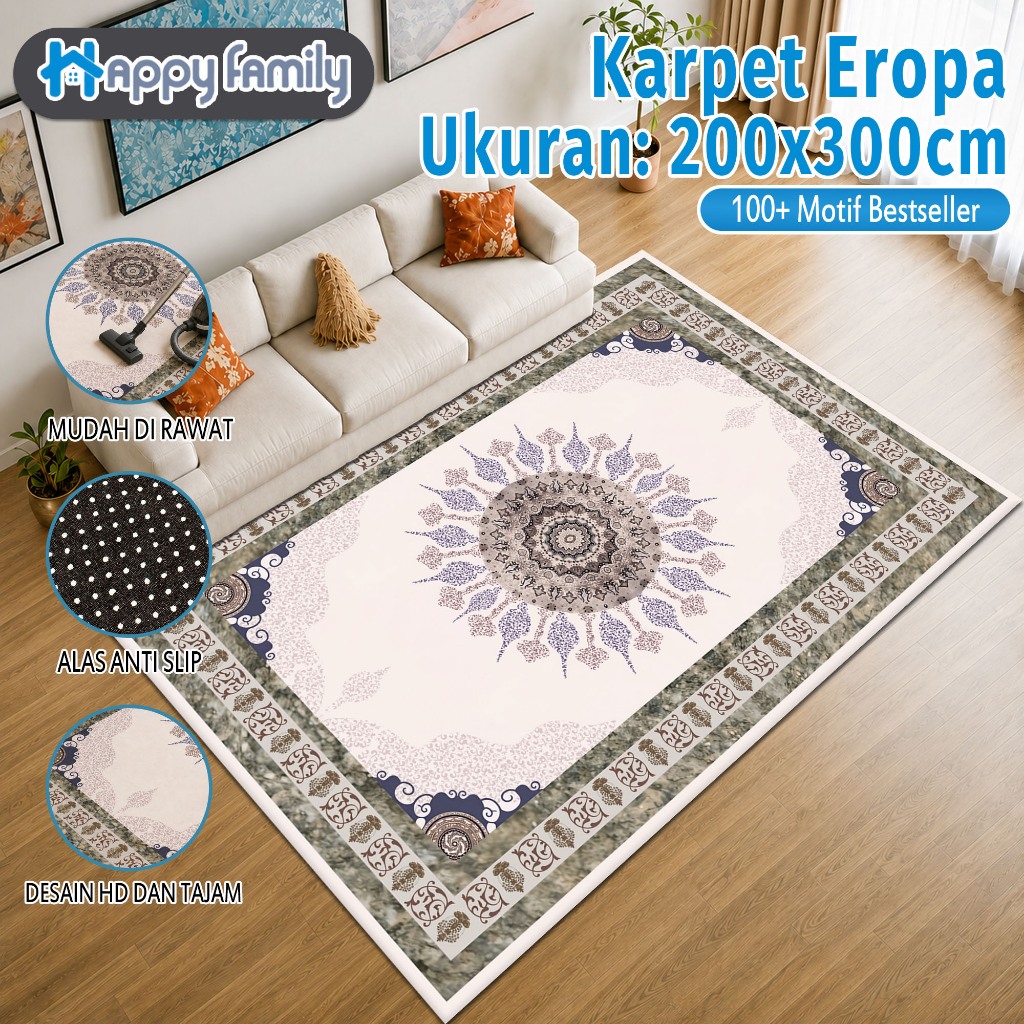 (HF) Karpet Permadani Eropa 200x300CM Anti Slip Elegan / Karpet Lantai Kantor