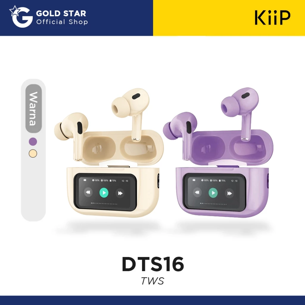 KiiP DTS16 TWS ANC Headset Bluetooth 5.4 Earphone Smart Screen Active Noise Reduction