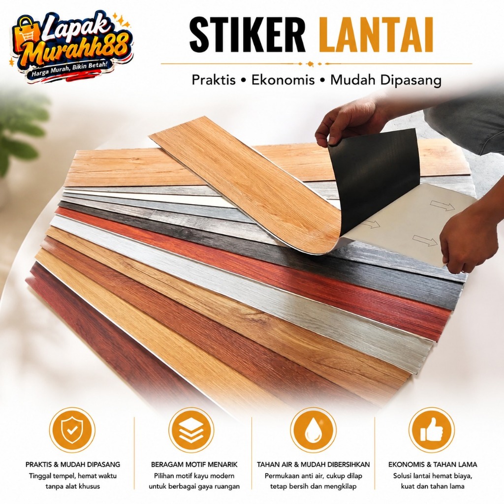 Jual VYNIL STICKER LANTAI 1 DUS (72PCS) VINYL DINDING KAMAR PVC UBIN ...