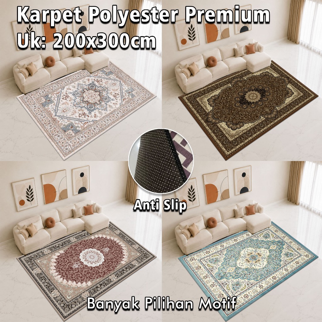 Karpet Polyester Premium Quality, Minimalis, dan Motif Elegan 200x300 cm