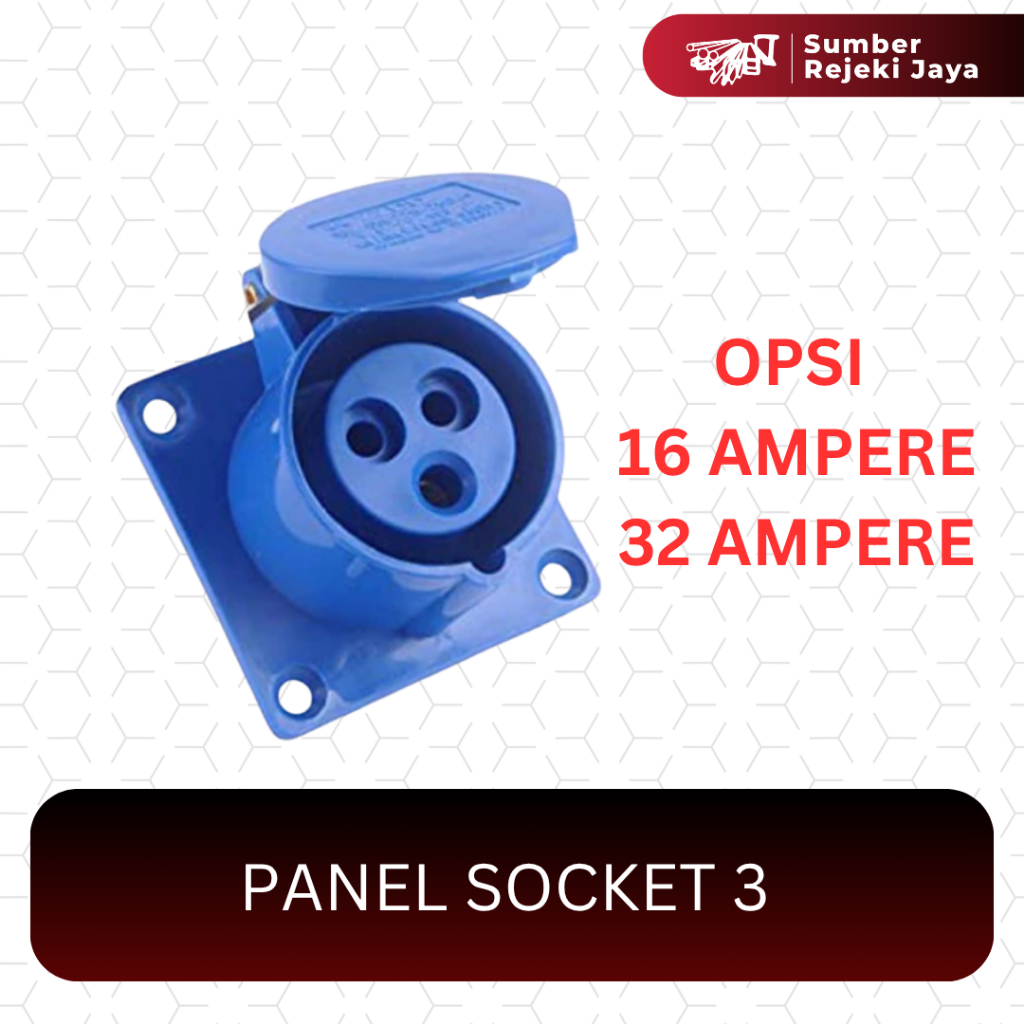 Panel Mounting Flange Socket 3P 16A / 32A / Industri Stop Kontak