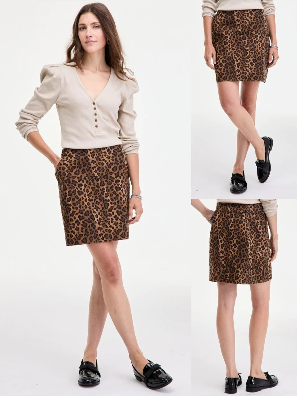 Rok Mini Wanita ONT Sketchy Leopard-Print Mini Skirt - 2790