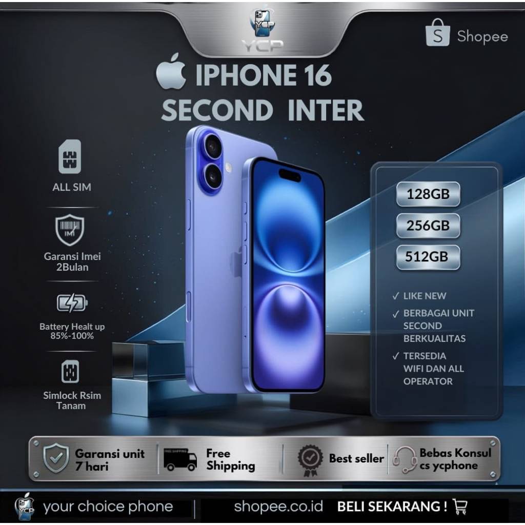 Jual IP 16 128GB/512GB SECOND INTER ORIGINAL | Shopee Indonesia