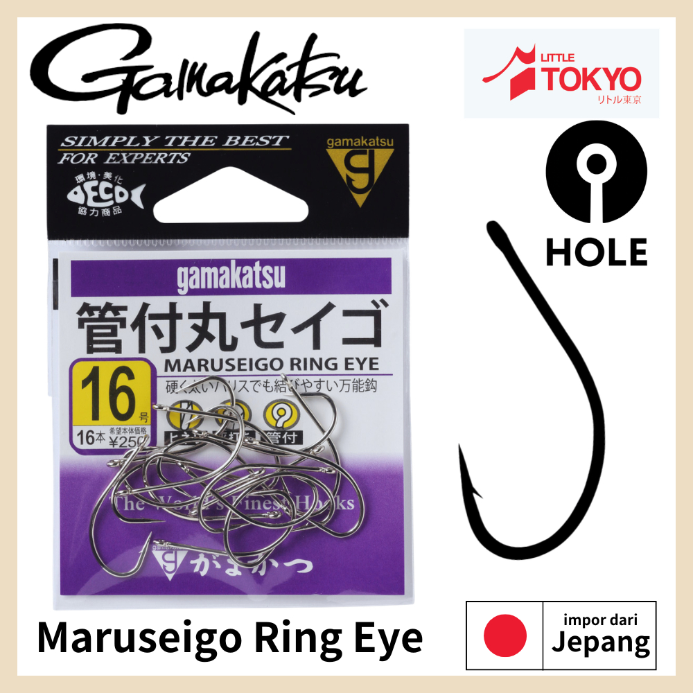 Mata Kail Pancing Gamakatsu MARUSEIGO RING EYE WITH HOLE Original Japan