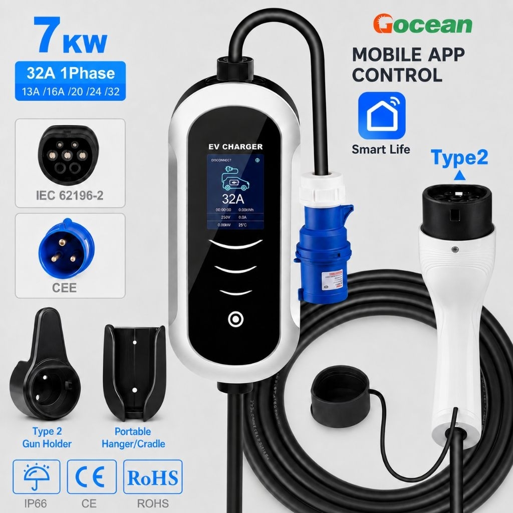 Jual Gocean Portable EV Charger / Charger Mobil Listrik B6/B6PRO 7kW ...