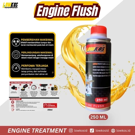 LOWKOS Engine Flush 250ml Original Pembersih Kerak & Penguras Lumpur Oli Mesin Mobil Sebelum Ganti Oli