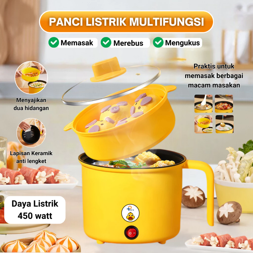 PPLUS Panci Listrik Multifungsi Hemat 450W Anti Lengket