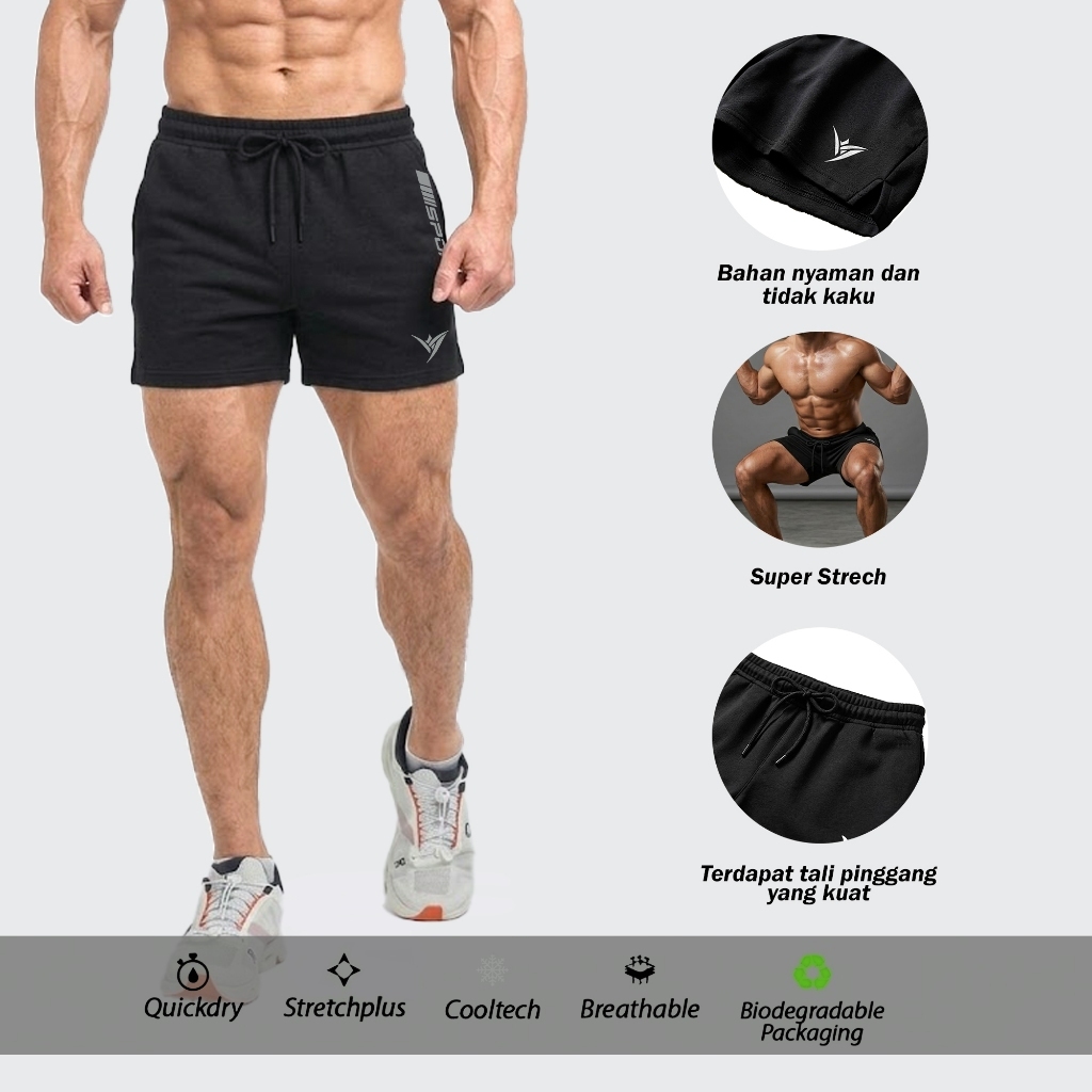V3 - Celana Olahraga Pendek Pria Gym Running Adem Nyaman